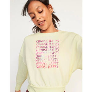 Choose Happy Loose Graphic Cropped Crew-Neck Sweatshirt 2X